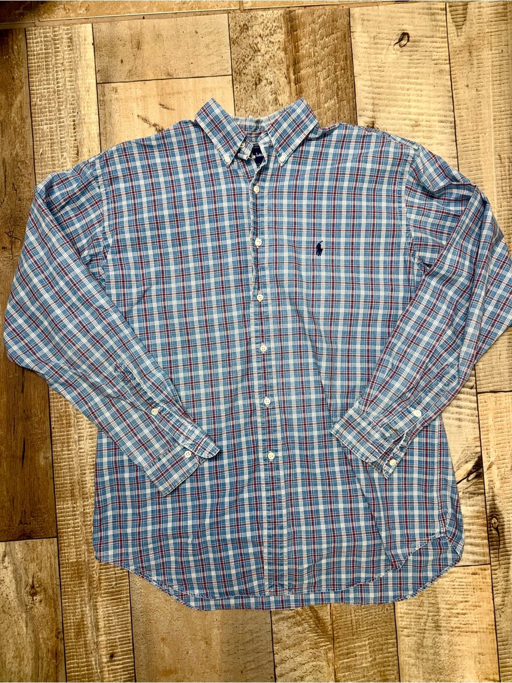Ralph Lauren Blue Red Plaid Button-Down Shirt